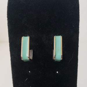Vintage Enamel Square Hoop Earrings